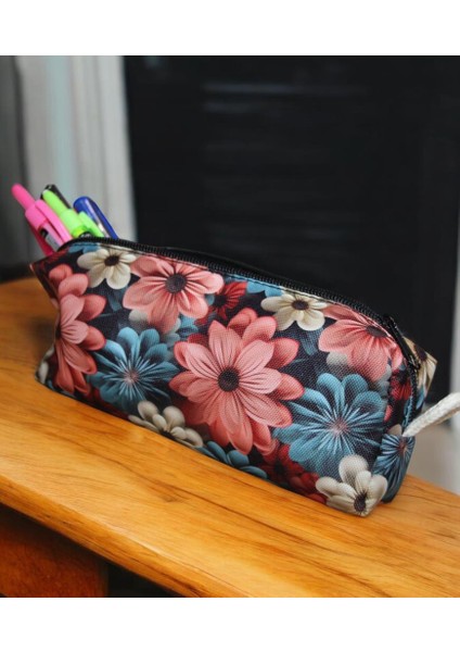 Çiçek Desenli Tatlı Kalemlik - Okul Kalemliği-Makyaj Çantası Mod1 fiyatları