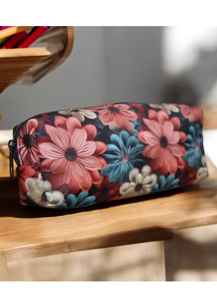 Çiçek Desenli Tatlı Kalemlik - Okul Kalemliği-Makyaj Çantası Mod1 modelleri