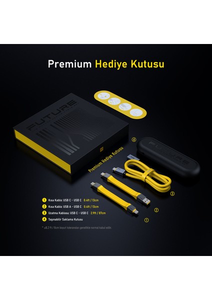 The Future 4-in-1 Type-C to Type-C 240W 40Gbps PD3.1 USB4 8K Süper Hızlı Şarj-Data Kablo Seti