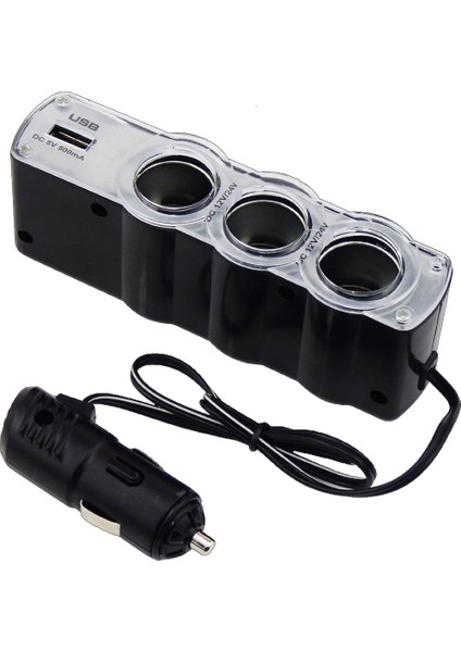 Kablolu 12V Çakmaklık Çoğaltıcı Ve 5V Usb Soket Çoğaltıcı Pmx-1233