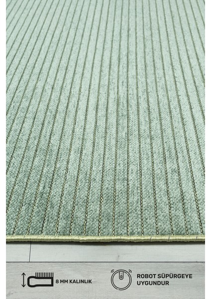 Ada Kaymaz Taban Yıkanabilir Dokuma Yeşil Kilim Yolluk fırsatları