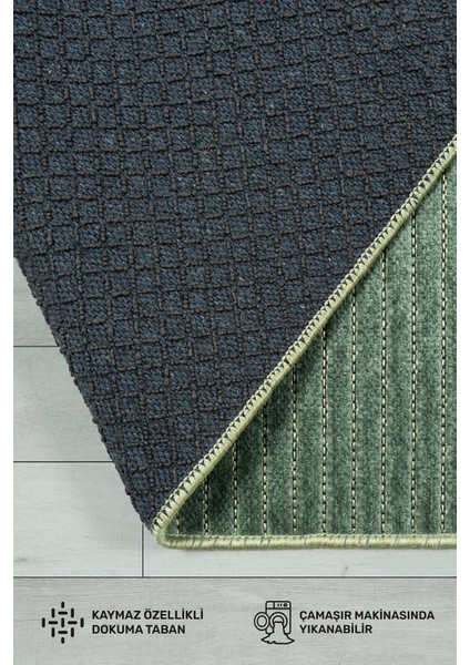 Ada Kaymaz Taban Yıkanabilir Dokuma Yeşil Kilim Yolluk indirimleri