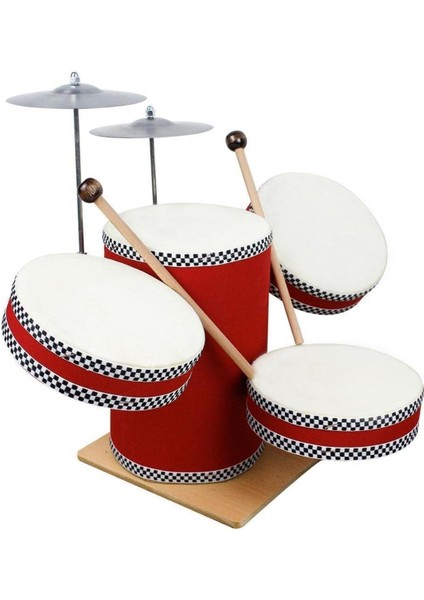 Standlı Ahşap ve Orjinal Deri Çocuk Bateri Seti Ahşap Davul Bateri modelleri