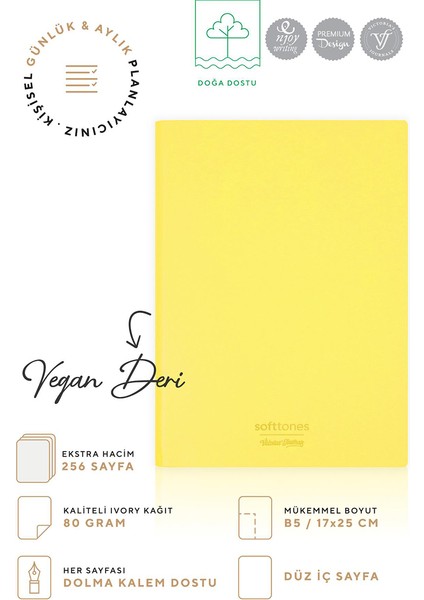 Softtons Esnek Kapak Defter B5 80 Gr. Krem 256 Sayfa Çizgisiz