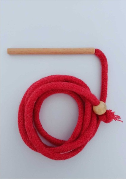Montessori İp Geçir Oyunu Boncuklu İpi Kırmızı