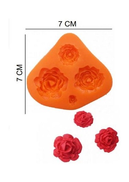 Şeker Hamur Kalıbı Silikon Güller 7 x 7 cm