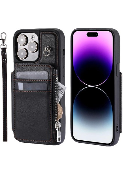 IPhone 15 Için Cüzdan Durumda Pro Max Kickstand Rfıd Engelleme 3 Büyük Kart Pu (Yurt Dışından)