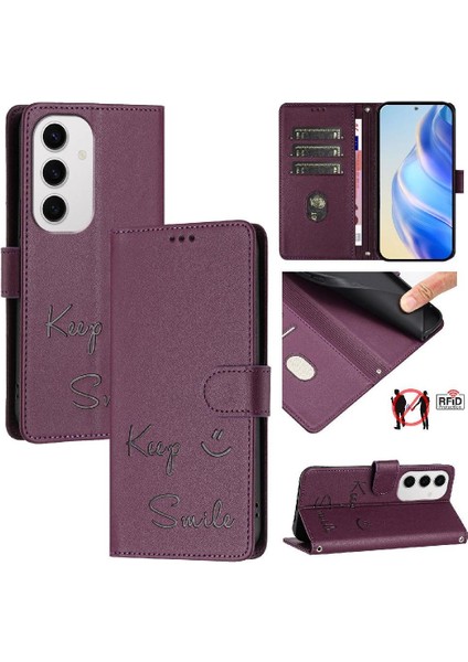 Samsung Galaxy S24 Fe 5g Rfıd Engelleme Pu Deri Kapak Çevirin Kart (Yurt Dışından)