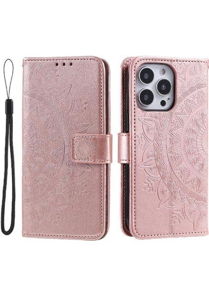 IPhone 16 Için Flip Case Pro Kickstand Cüzdan Kılıf Totem Kabartma Pu (Yurt Dışından)