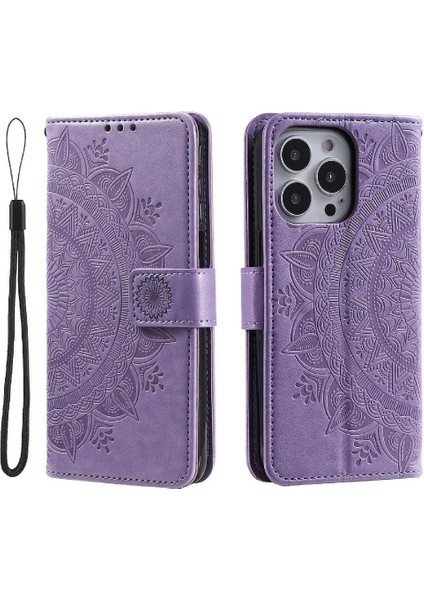 IPhone 15 Için Flip Case Pro Pu Deri Cüzdan Kılıf Totem Kabartma (Yurt Dışından) modelleri