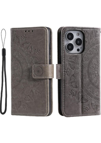 IPhone 15 Için Flip Case Pro Max Cüzdan Kılıf Totem Kabartma Kickstand Pu (Yurt Dışından)