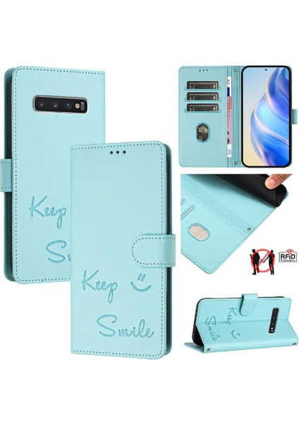 Samsung Galaxy S10 Artı Pu Deri Kapak Çevirin Rfıd Engelleme Kartı (Yurt Dışından)