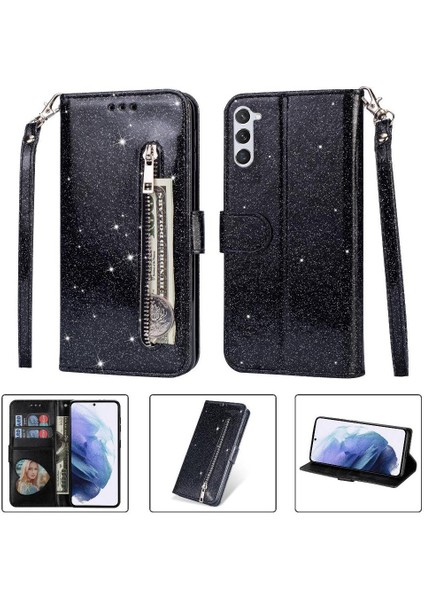 Samsung Galaxy S24 Artı Manyetik Kapatma Pu Kılıf Için Fermuarlı Cebi Durumda (Yurt Dışından)