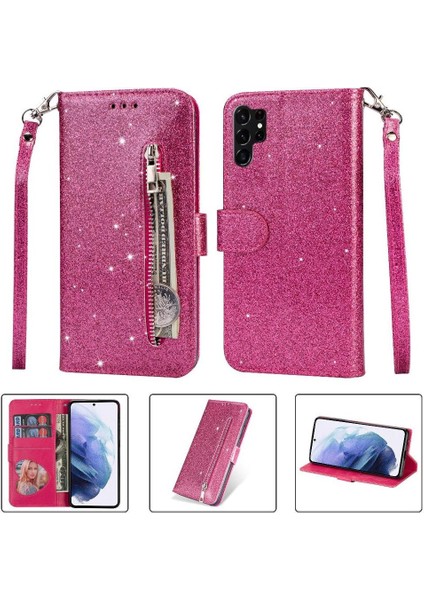 Samsung Galaxy S24 Için Fermuar Cep Durumda Ultra Glitter Cüzdan Kılıf Kartı (Yurt Dışından)