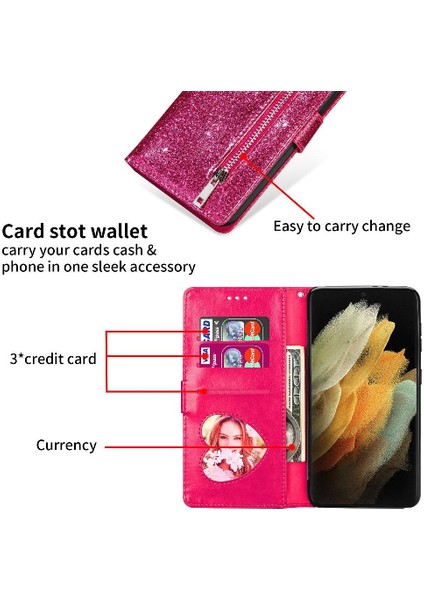 Samsung Galaxy S24 Için Fermuar Cep Durumda Ultra Glitter Cüzdan Kılıf Kartı (Yurt Dışından) fırsatları
