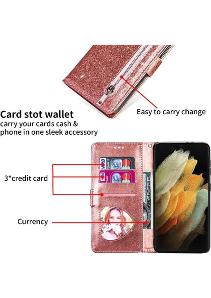 Samsung Galaxy S24 Için Fermuar Cep Durumda Ultra Glitter Cüzdan Kılıf Kartı (Yurt Dışından) fiyatları