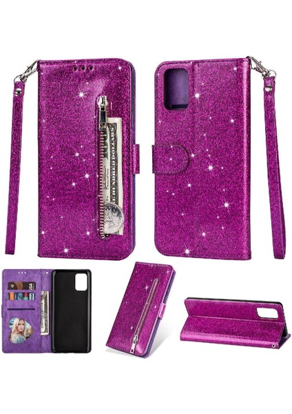 Samsung Galaxy Zipper Manyetik Kapatma Kart Tutucu Için Fermuarlı Cebi Durumda (Yurt Dışından)