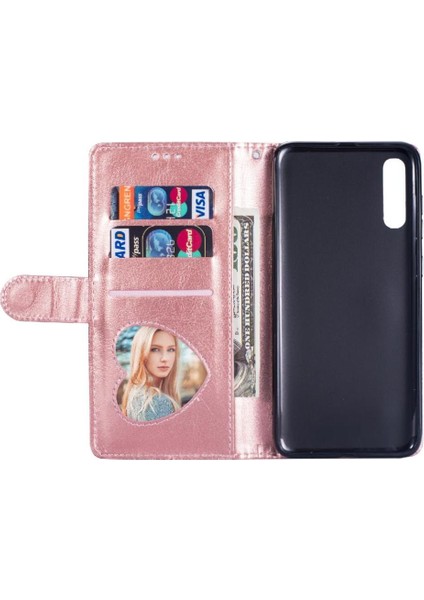 Samsung Galaxy A30S Pu Deri Glitter Cüzdan Kılıf Için Fermuarlı Cebi Durumda (Yurt Dışından)