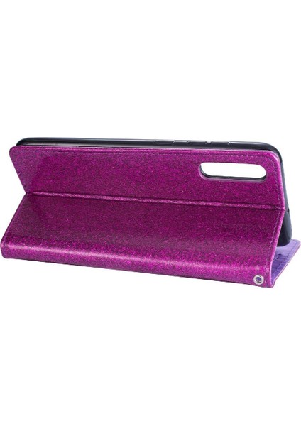 Samsung Galaxy A30S Pu Deri Glitter Cüzdan Kılıf Için Fermuarlı Cebi Durumda (Yurt Dışından)