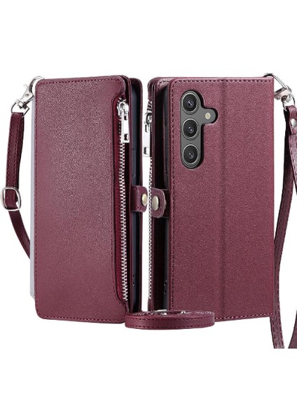 Samsung Galaxy S24 Artı Uzun Kordon 9 Kart Yuvaları Faturaları Için Crossbody Durumda (Yurt Dışından)