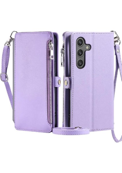 Samsung Galaxy S24 Artı Uzun Kordon 9 Kart Yuvaları Faturaları Için Crossbody Durumda (Yurt Dışından)