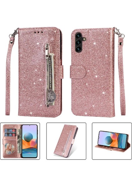 Samsung Galaxy A13 Için Fermuarlı Cebi Durumda 5g/4g Manyetik Kapatma Glitter (Yurt Dışından)