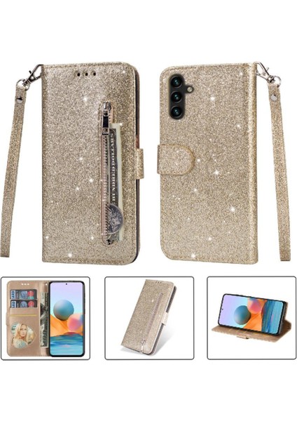 Samsung Galaxy A13 Için Fermuarlı Cebi Durumda 5g/4g Manyetik Kapatma Glitter (Yurt Dışından)