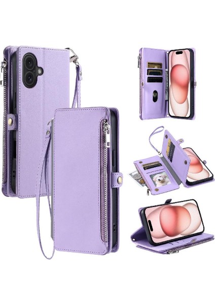 IPhone 16 Için Crossbody Durumda Artı Uzun Kordon Fermuar Faturaları Yuvası Rfıd 9 (Yurt Dışından)