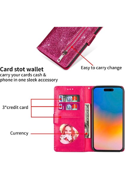 IPhone 15 Için Fermuar Cep Durumda Pro Max Manyetik Kapatma Bilek Kayışı Pu (Yurt Dışından)