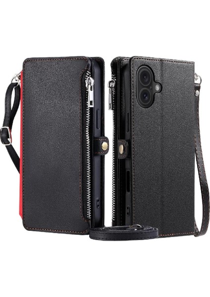 IPhone 16 Için Crossbody Durumda Artı Uzun Kordon Fermuar Faturaları Yuvası Rfıd 9 (Yurt Dışından)