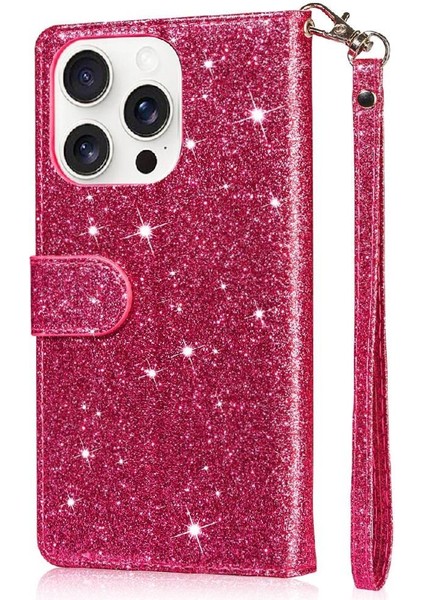 IPhone 16 Için Fermuar Cep Durumda Pro Max Pu Deri Glitter Cüzdan Kılıf (Yurt Dışından) indirimleri