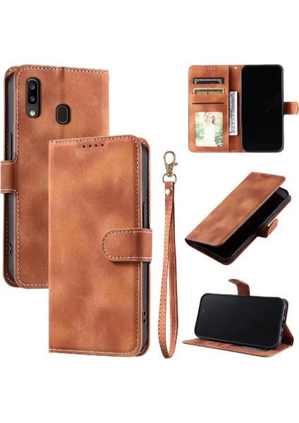 Samsung Galaxy A40 Kickstand Cüzdan Kart Yuvaları Manyetik Pu Için Flip Case (Yurt Dışından)