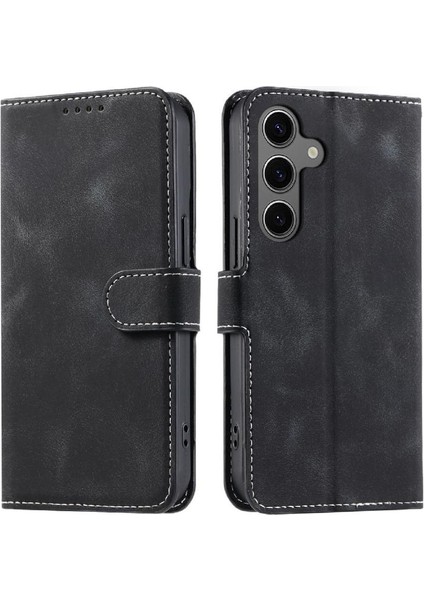 Samsung Galaxy S24 Için Flip Case Pu Deri Manyetik Kickstand Bilek Kayışı (Yurt Dışından)
