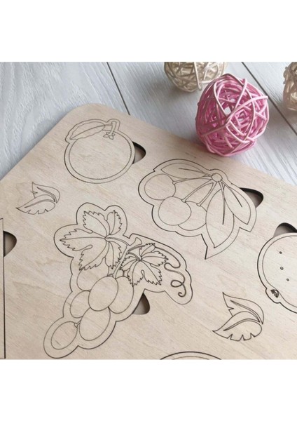 Montessori Boyanabilir Meyveler Puzzle Doğal Ahşap modelleri