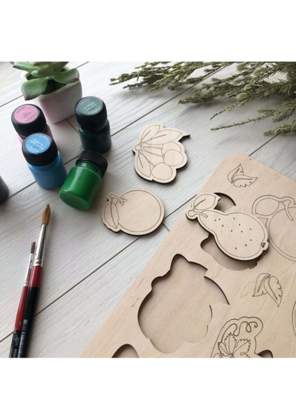 Montessori Boyanabilir Meyveler Puzzle Doğal Ahşap indirimleri