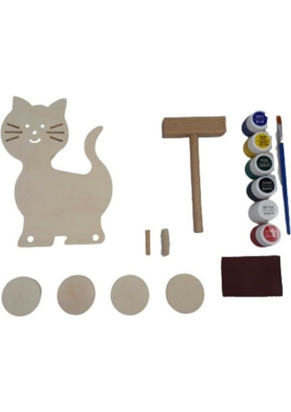 Kaliteli Ahşap Oyuncak Küçük Usta Eğitim ve Etkinlik Seti 3lü At Kedi Köpek modelleri