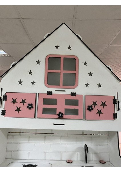 Ahşap Oyuncak Mutfak, Oyuncak Mutfak, Özel Tasarım Büyük Boy Ahşap Oyuncak Mutfak Pembe-Beyaz