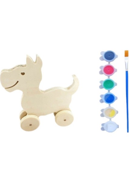 Kaliteli Ahşap Oyuncak Ahşap Boyama Oyuncağı Köpek Montajlı +Boya+ Fırça