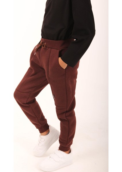 Kalın Jogger Cepli Unisex Çocuk Eşofman Altı Kahverengi fırsatları