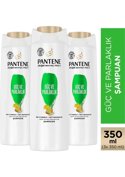 Şampuan Pro-V Doğal Sentez Güç ve Parlaklık 350 ml x 3