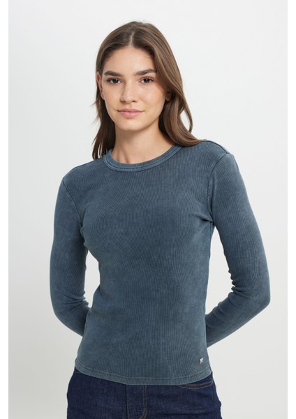 Slim Fit Dar Kesim Bisiklet Yaka Koyu Mavi Tişört fiyatları