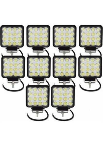 Off Road Sis Farı Çalışma Lambası 16 LED Kare Su Geçirmez 48W 10 Adet