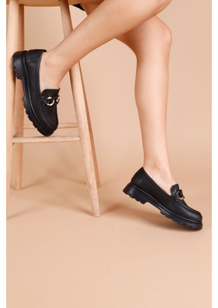 Ordenas Siyah Kadın Loafer Ayakkabı