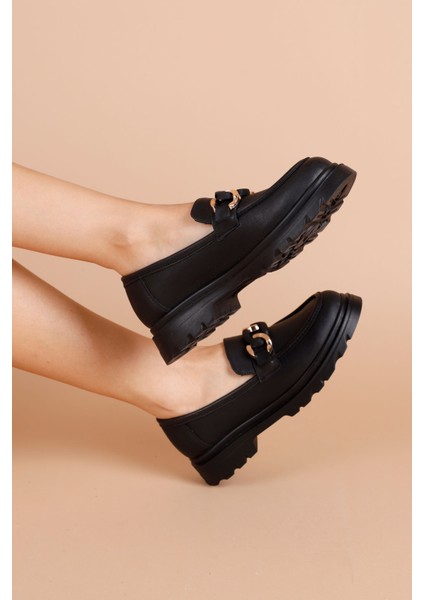 Ordenas Siyah Kadın Loafer Ayakkabı