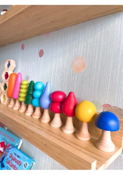 Waldorf Ağaç Oyuncak Seti Ana Renkler Ahşap Ağaç Oyun Seti ( 10 Lu )