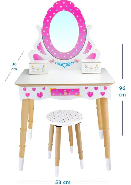 Ahşap Çocuk Makyaj Masası Seti ÇG68-T3006 Pembe fiyatları