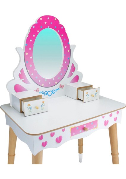 Ahşap Çocuk Makyaj Masası Seti ÇG68-T3006 Pembe fırsatları