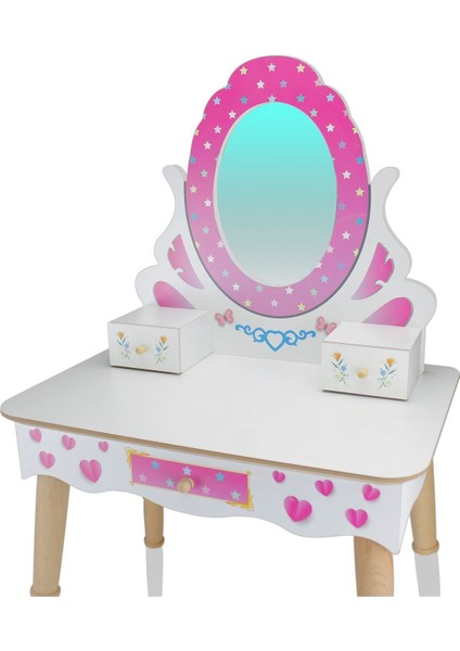 Ahşap Çocuk Makyaj Masası Seti ÇG68-T3006 Pembe indirimleri