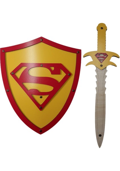 Ahşap Oyuncak Seti 2’li, Superman Kalkanı ve Kılıcı