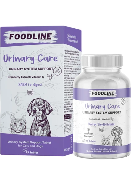 Urinary Care 75 Tablet | Kedi ve Köpekler Için Idrar Sağlığını Destekleyici